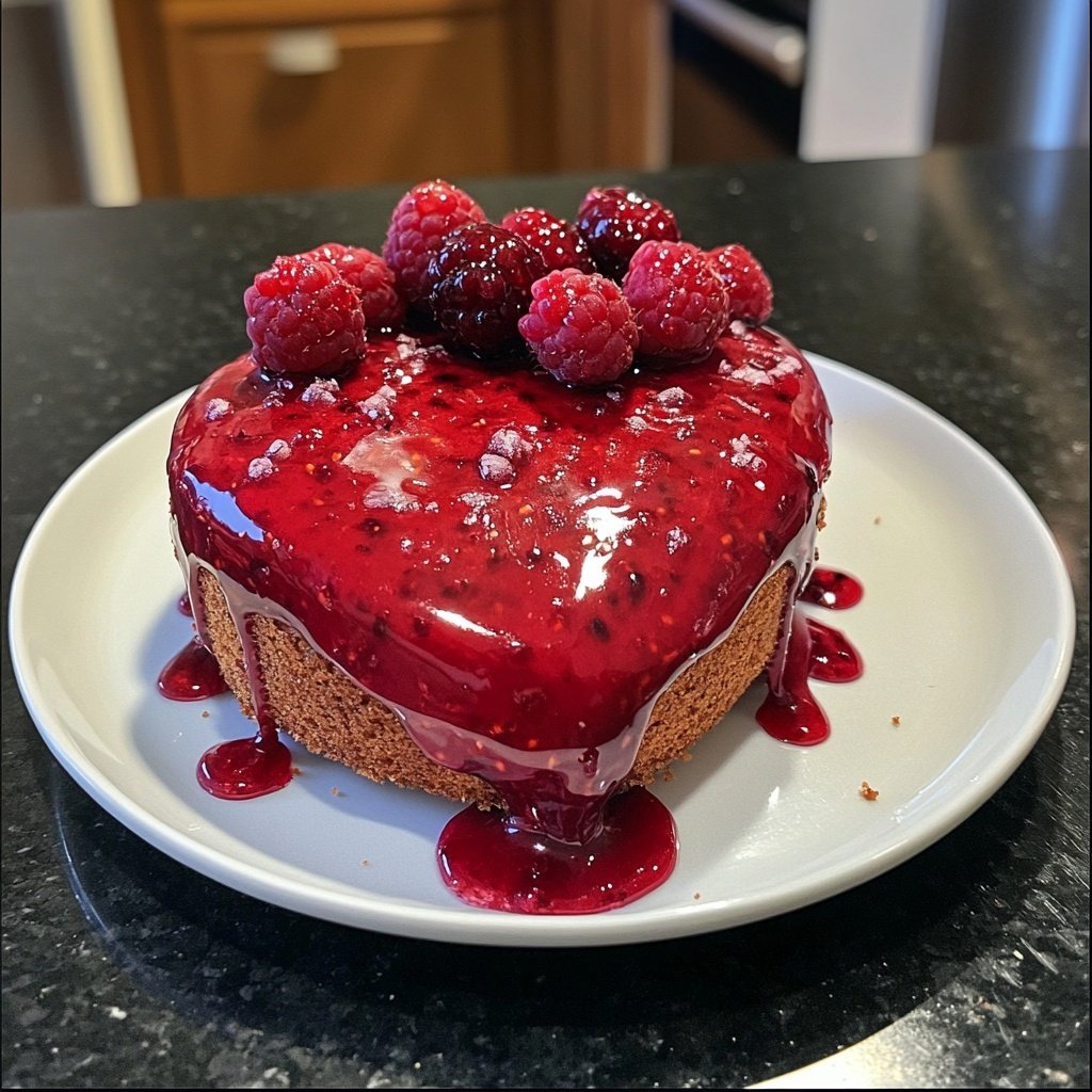 Mini Heart Cake with Raspberry Glaze